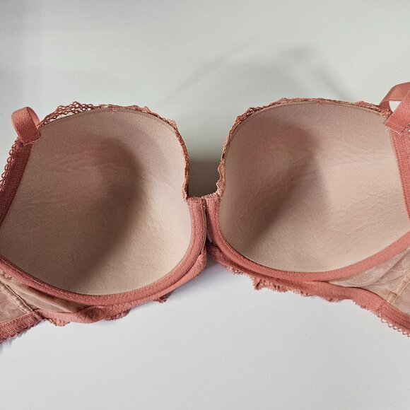 Victoria's Secret Dream Angels Demi Bra Peach Lace Glitter Fairy 34DDD - Picture 7 of 12